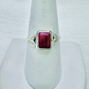 S925 Ruby Leaf Ring